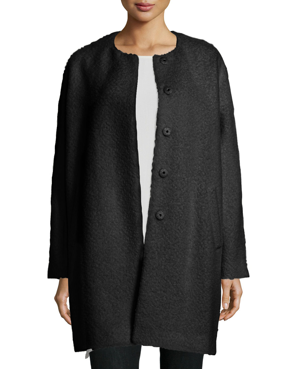 Lyst - Eileen Fisher Fisher Project Alpaca-blend Cocoon Coat in Black