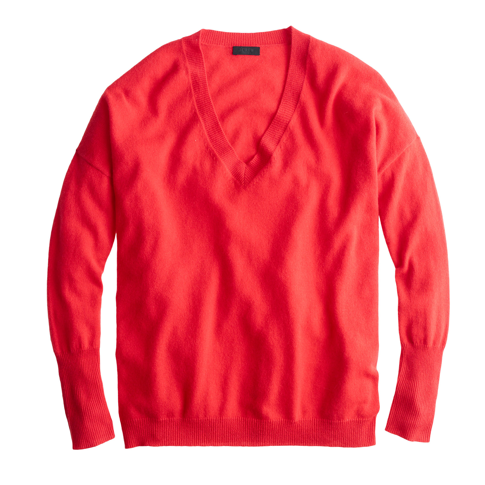 J.crew Collection Cashmere Boyfriend V-Neck Sweater in Red (electric ...