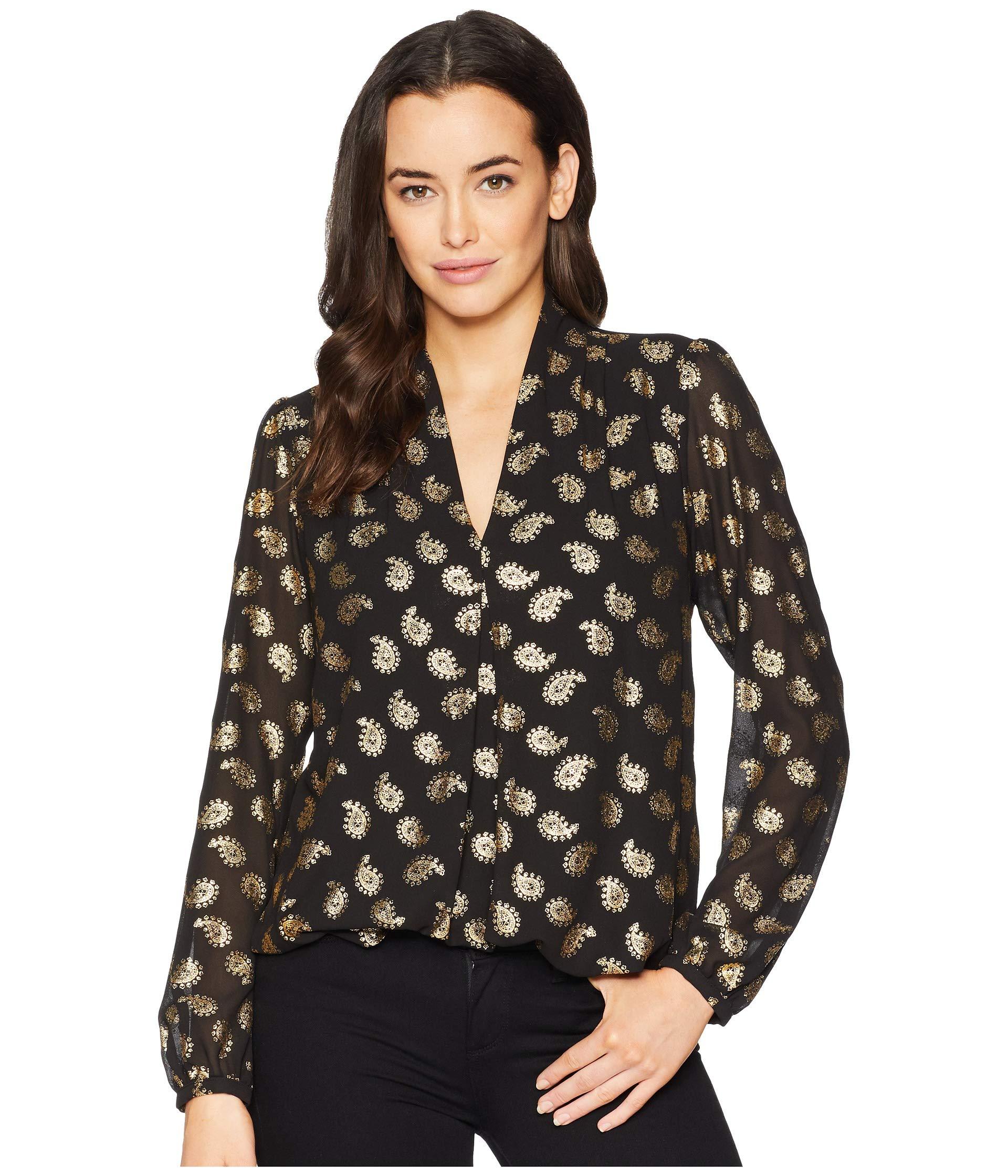 Lyst - MICHAEL Michael Kors Floating Foil Paisley Top in Black