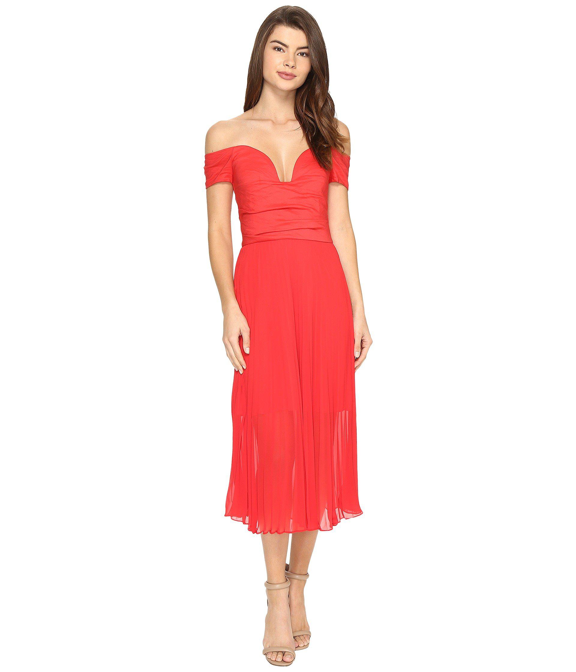 Lyst Nicole Miller Solstice Cotton Metal Combo Party Dress In Red Nicole Miller