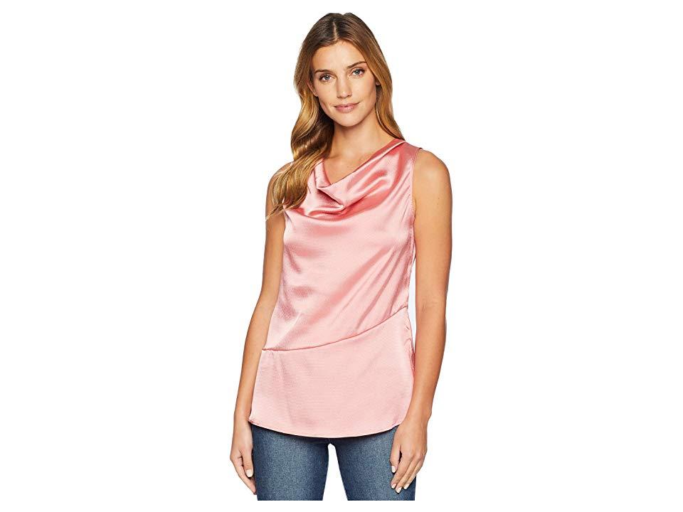 Ellen Tracy Sleeveless Top With Asymmetrical Hem (tea Rose) Clothing in