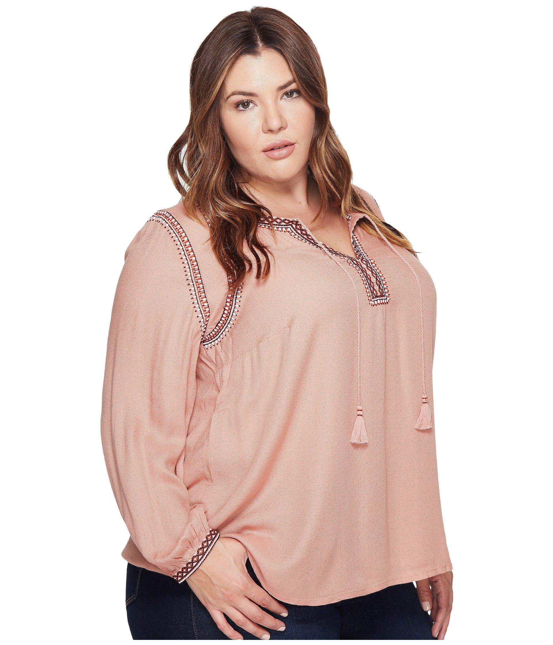 Lyst Lucky Brand Plus Size Embroidered Boho Blouse in Pink