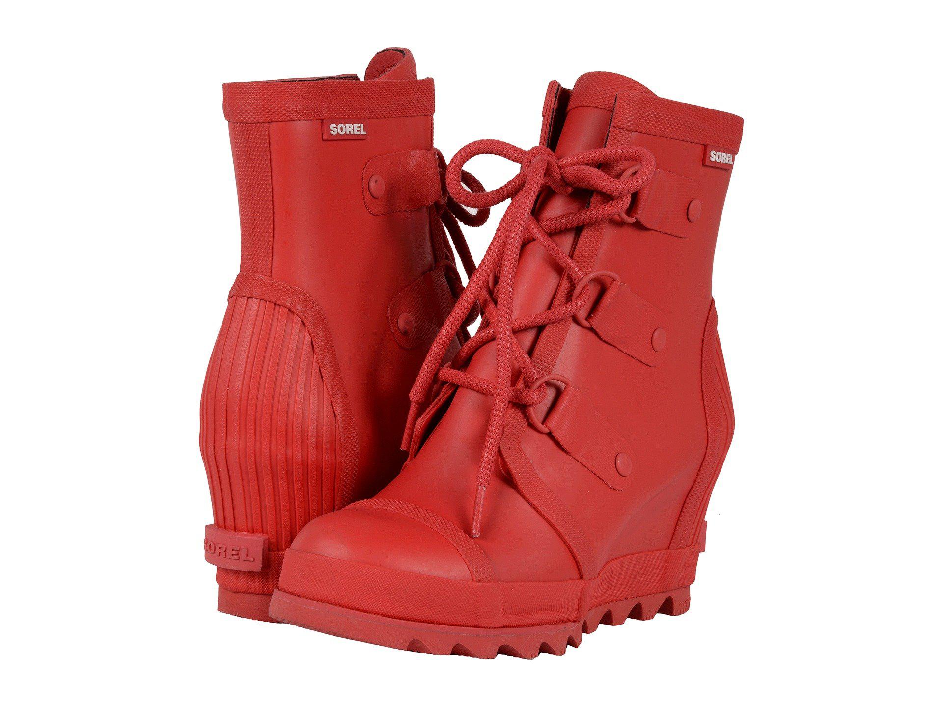 Lyst Sorel Joan Rain Wedge in Red