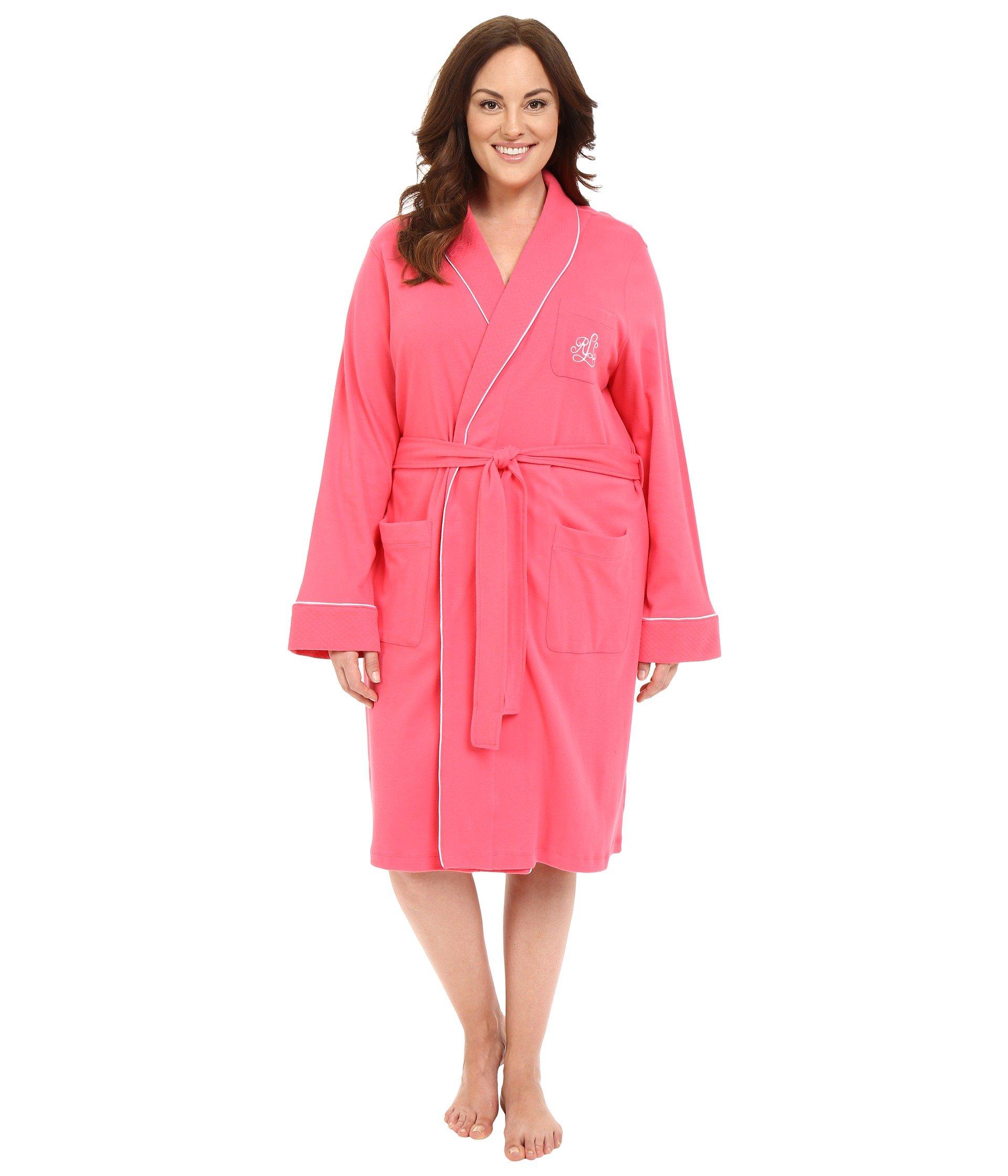 Lyst Lauren By Ralph Lauren Plus Size Essentials Quilted Collar And Cuff Robe In Pink 8878