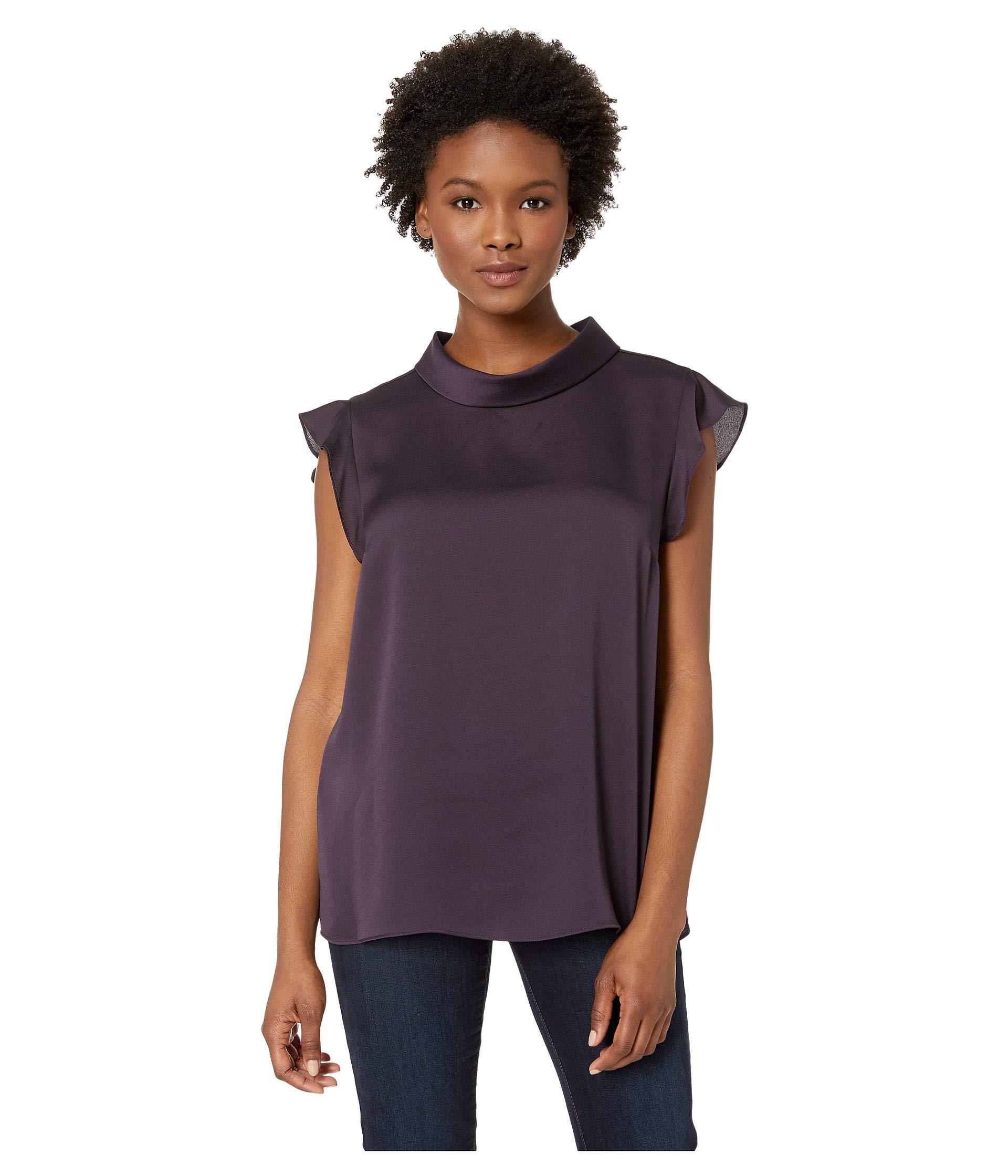 Download Lyst - Vince Camuto Ruffled Sleeveless Mock Neck Hammer ...