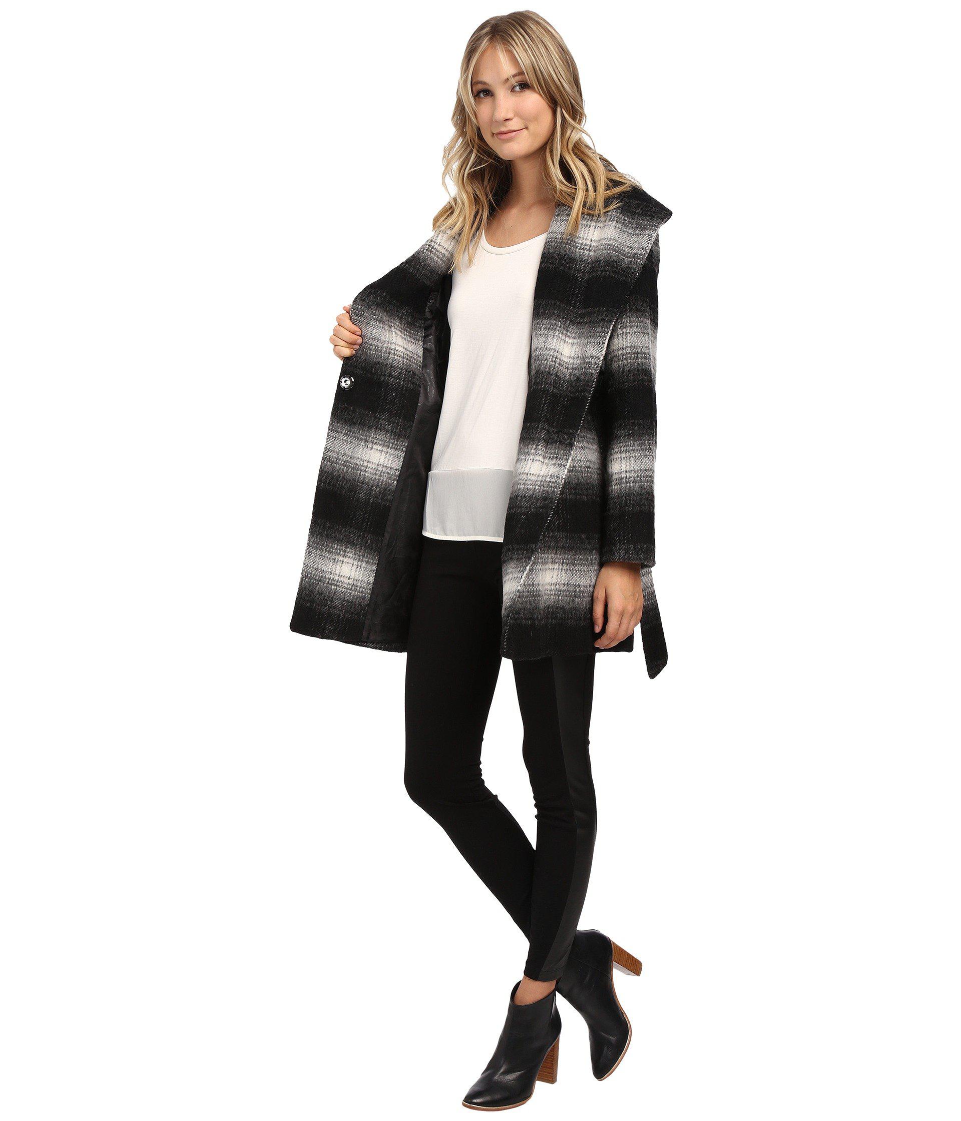 Jessica Simpson Brushed Wool Wrap Coat in Black - Lyst
