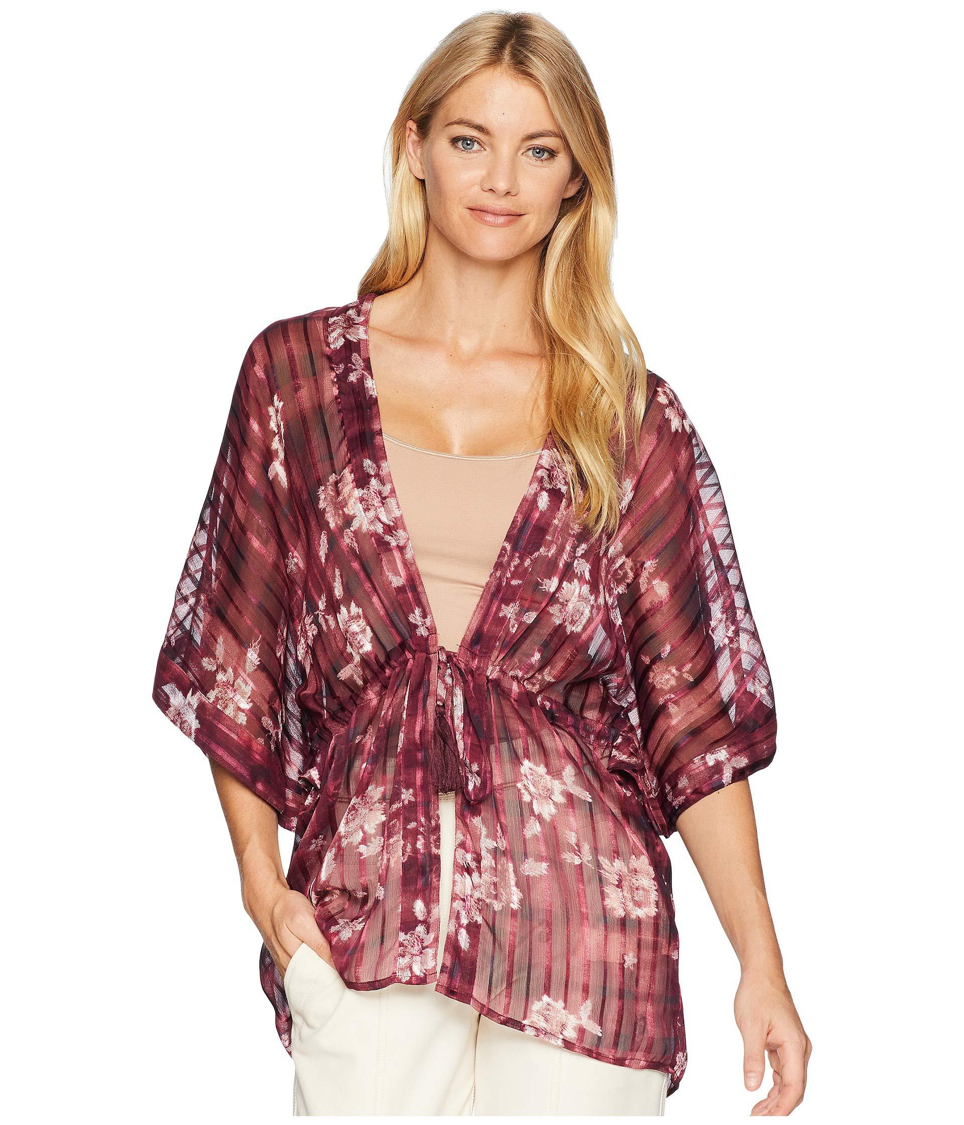 Lyst BCBGeneration Plaid Floral Tiewaist Robe in Red Save 46