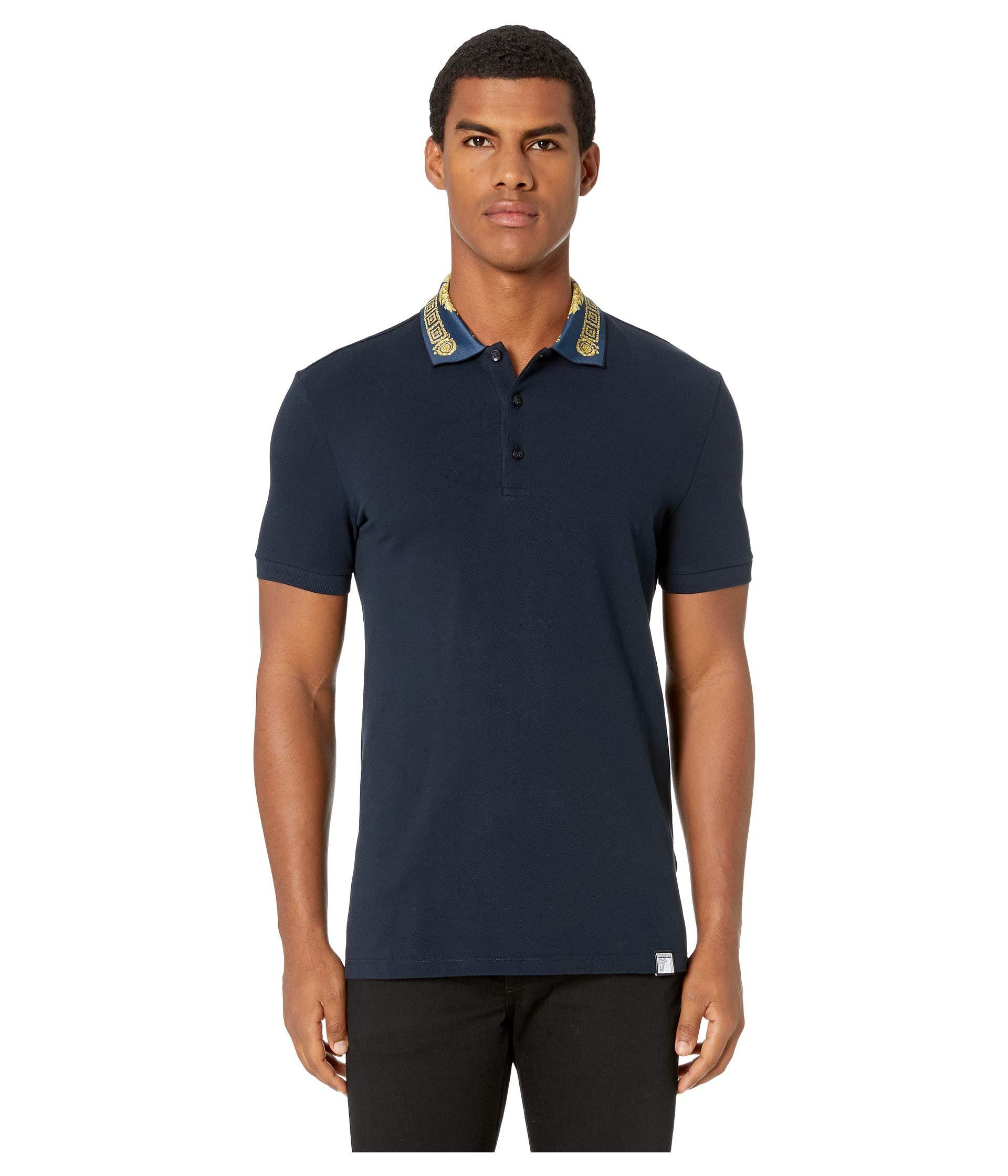 Lyst - Versace Polo With Collar Detail in Blue for Men