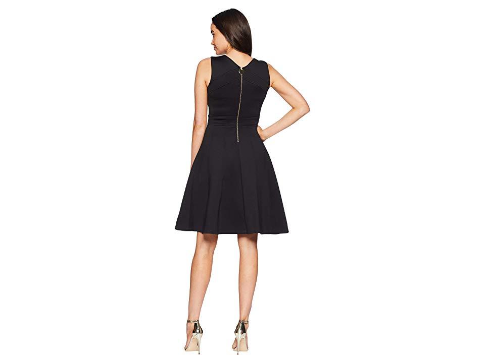 Calvin Klein Vneck Fit Flare Dress Cd8m14qf (black) Dress in Black Lyst