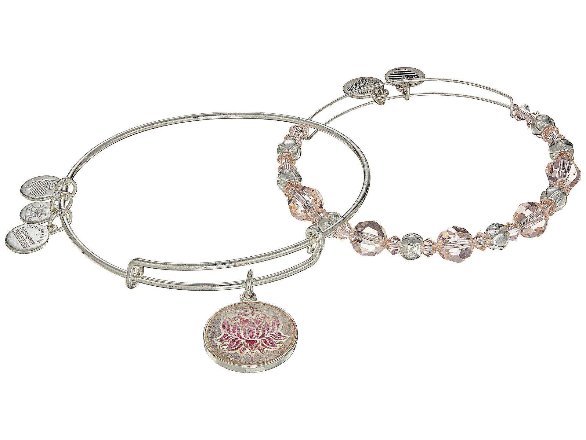 Lyst Alex And Ani May Lotus Set Bracelet In Metallic Gallery