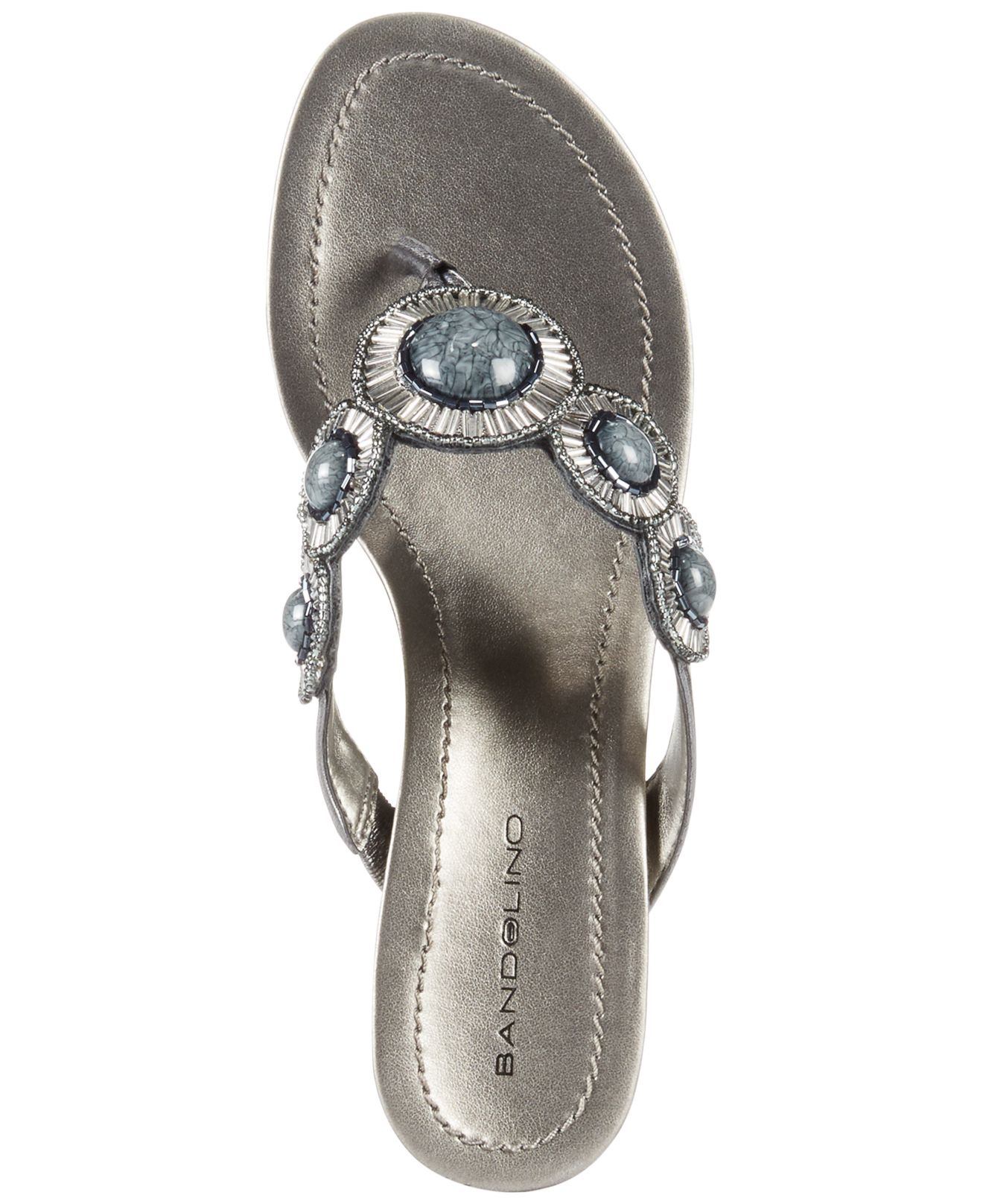 Bandolino Briah Wedge Thong Sandals in Metallic | Lyst