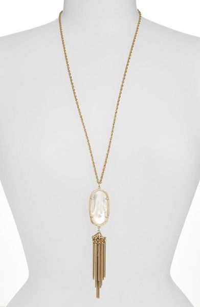 Kendra Scott 'rayne' Stone Tassel Pendant Necklace in White (Ivory ...