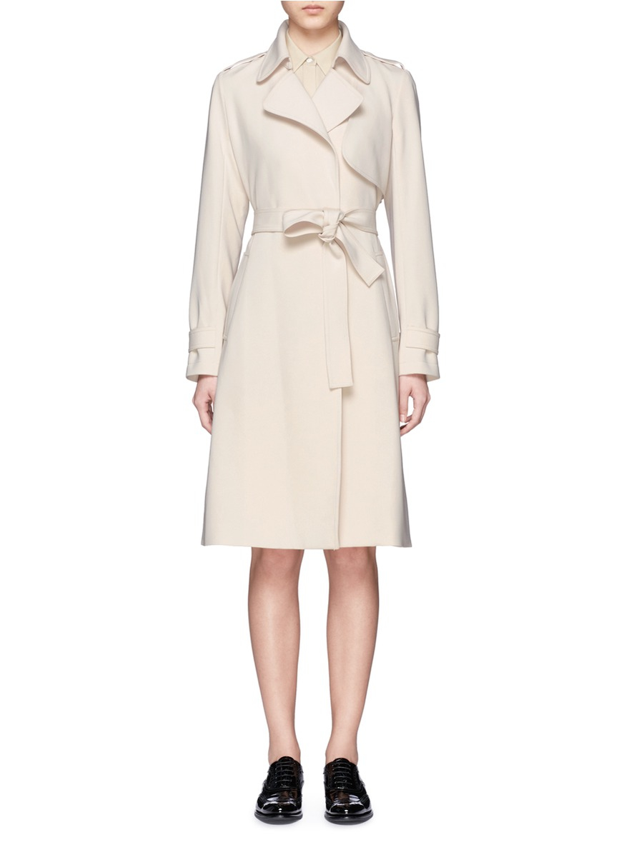 Lyst - Theory Oaklane B Crepe Trench Coat in Natural