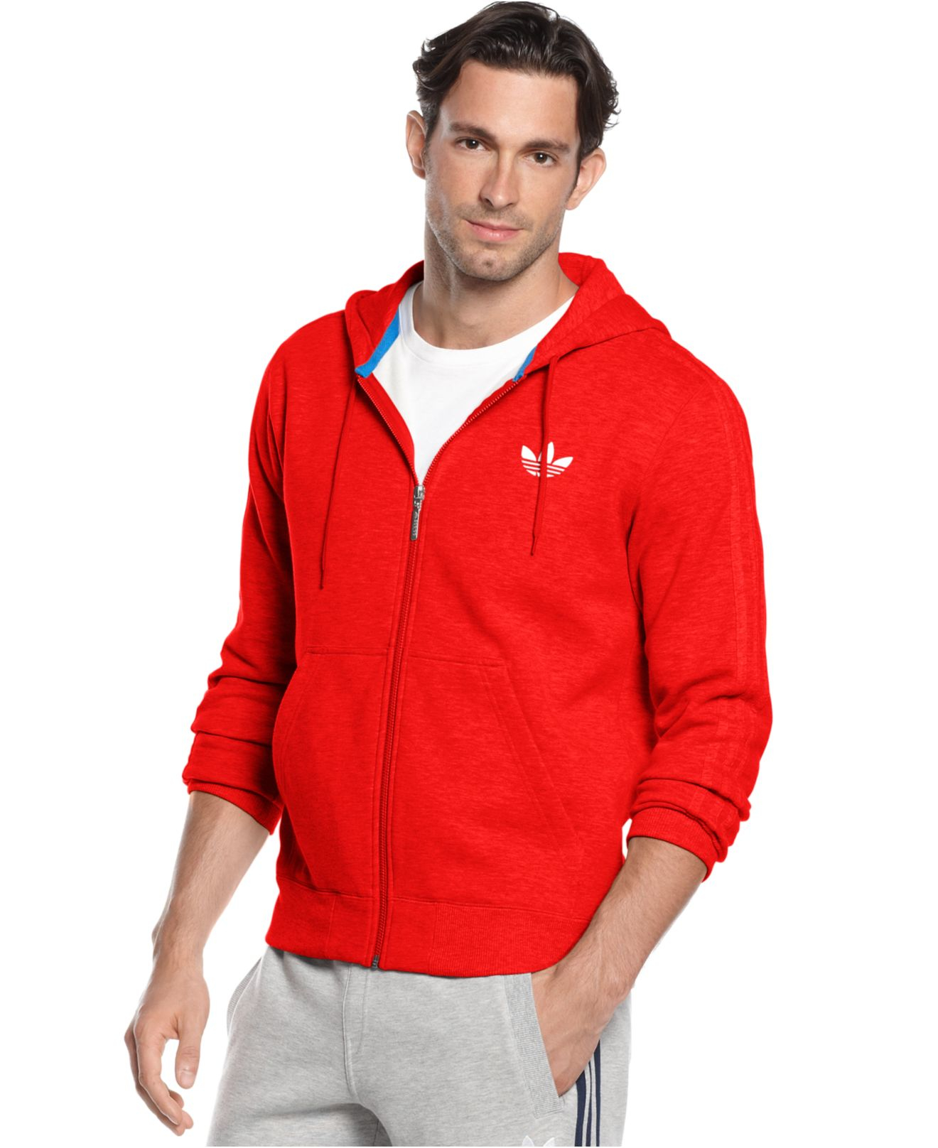 Adidas Originals Hooded Flock Track Jacket in Red for Men | Lyst