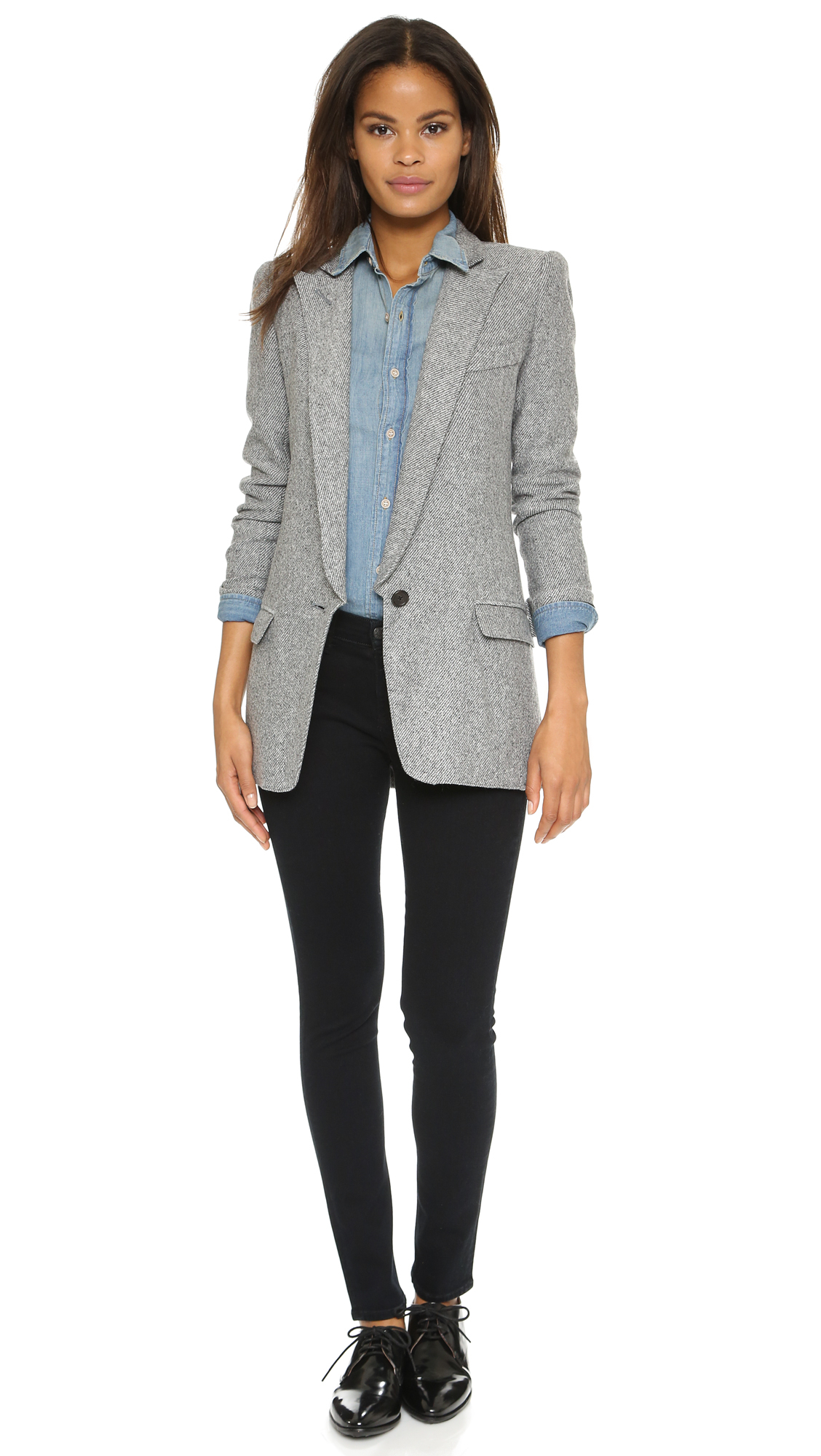 Lyst - Smythe Long Notched Blazer - Grey Tweed in Gray