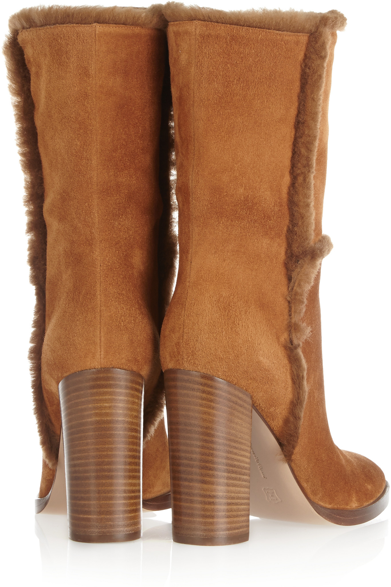 Lyst - Gianvito Rossi Shearling-Trimmed Suede Ankle Boots in Brown