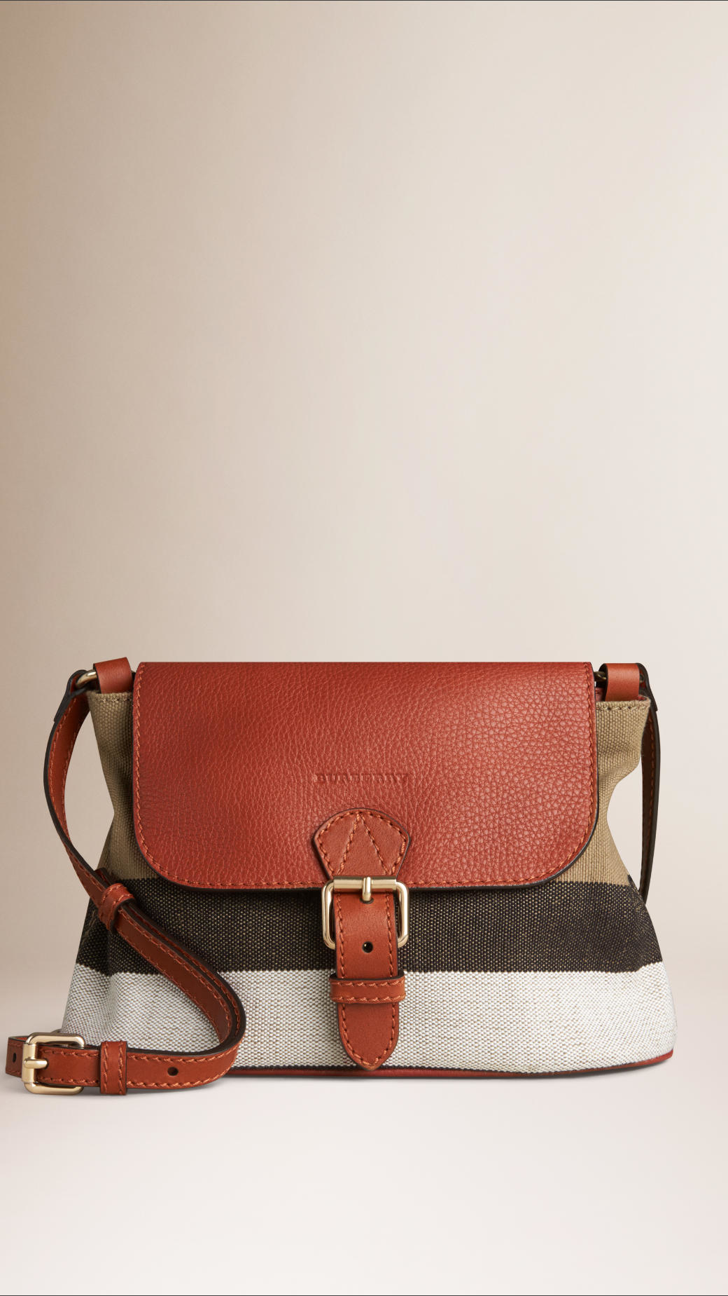 Burberry Small Canvas Check And Leather Crossbody Bag in Brown | Lyst