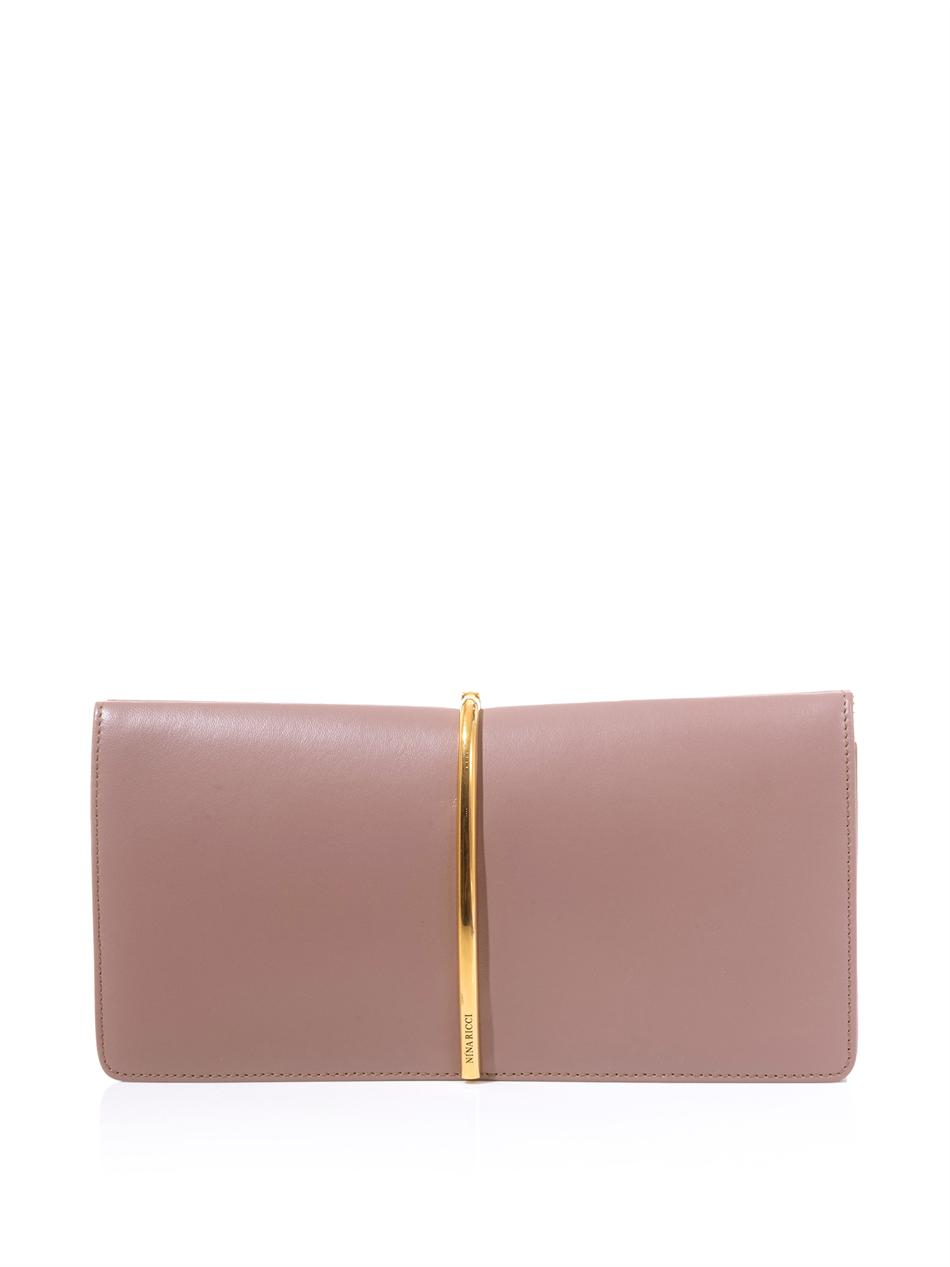 Nina ricci Arc Leather and Suede Clutch in Purple | Lyst