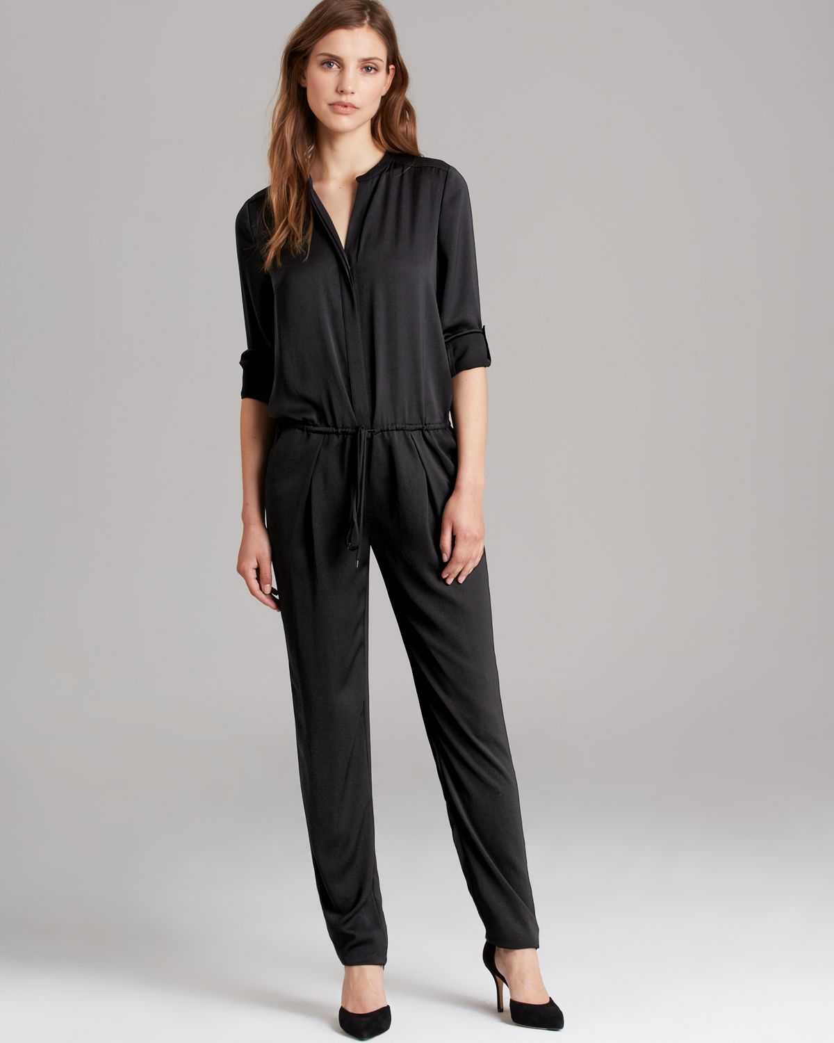 Lyst - Vince Jumpsuit - Long Sleeve in Black