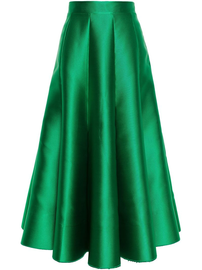 Natasha zinko Satin Midi Skirt in Green | Lyst