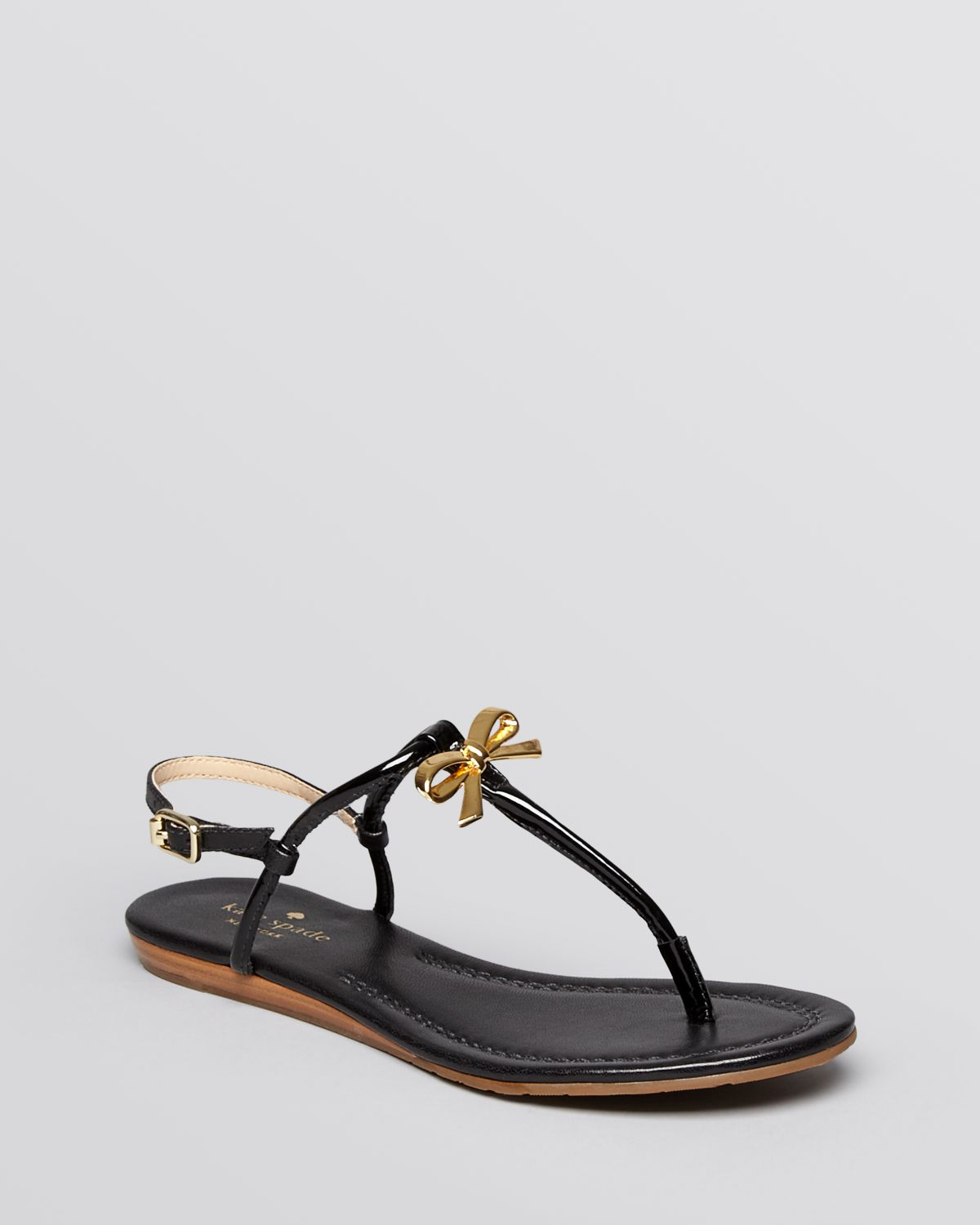 Kate Spade Flat Thong Sandals Tracie Bow in Black | Lyst