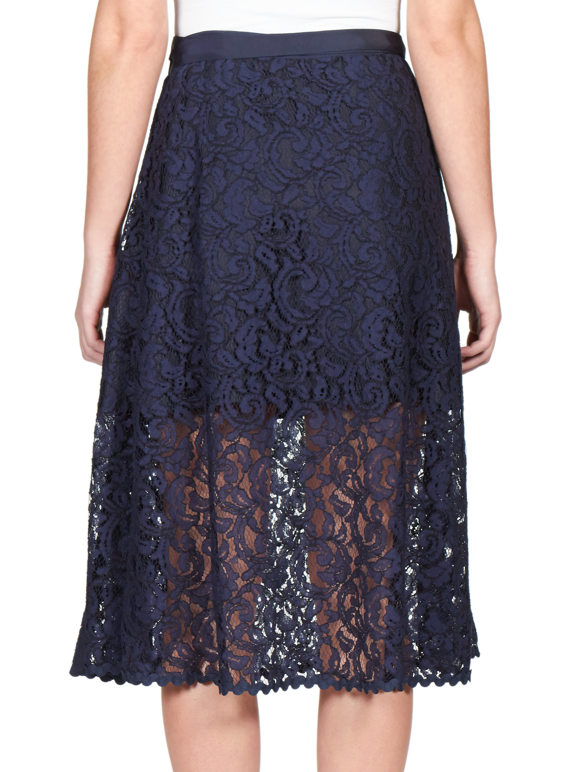 Lyst - Sacai Luck Lace Wrap Skirt in Blue