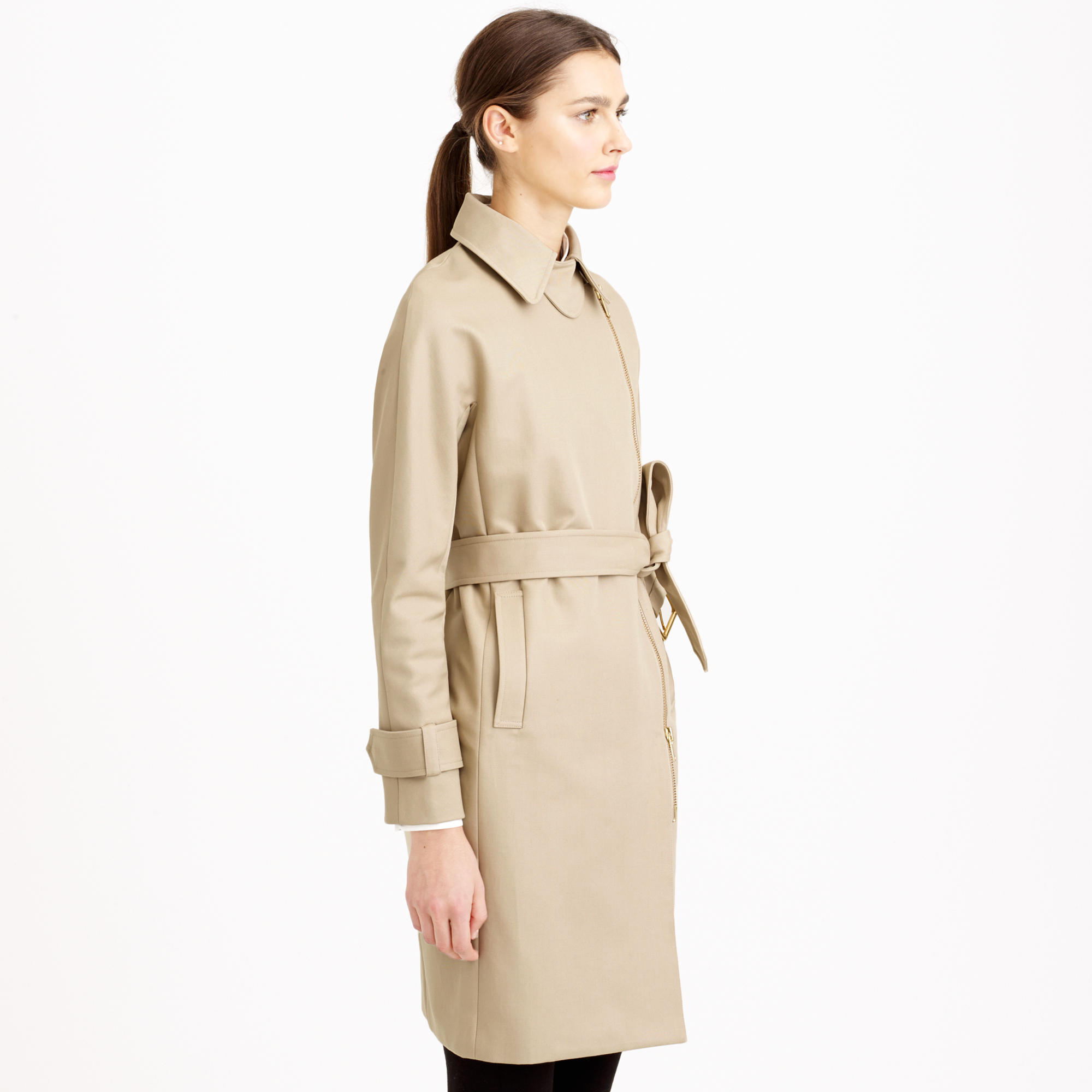 J.crew Collection Bonded Cotton Trench Coat in Natural | Lyst