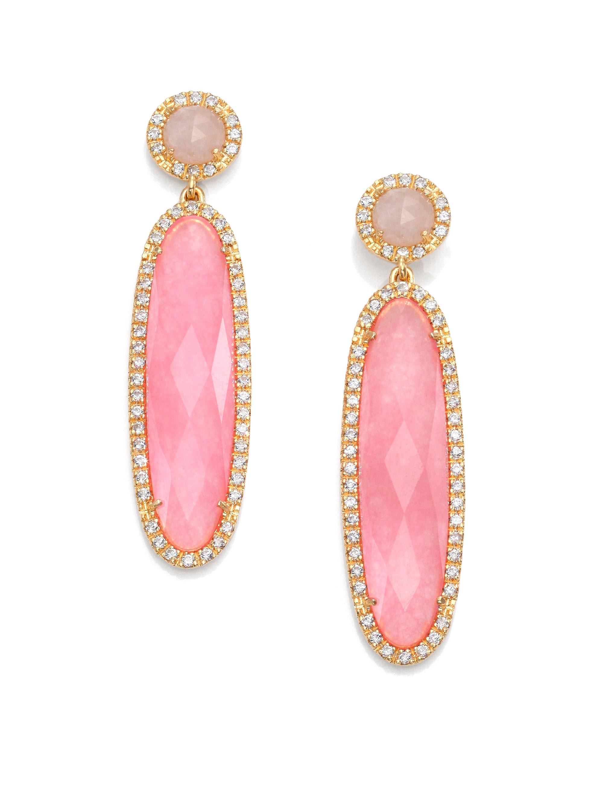 Lyst Mija Light Dark Pink Jade White Shire Drop Earrings In Gallery