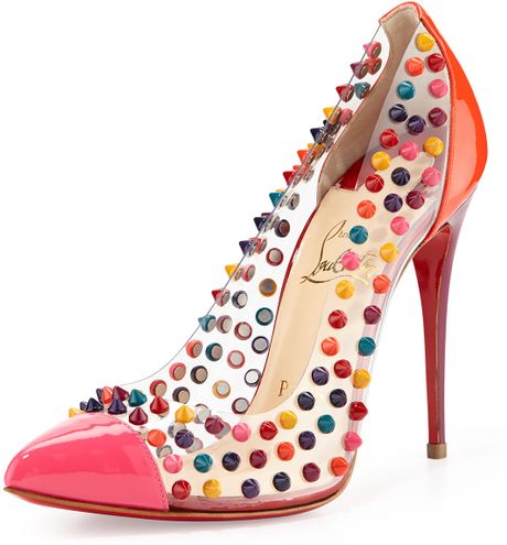 Christian Louboutin Spike Me Pvc Cap-Toe Red Sole Pump in Pink | Lyst