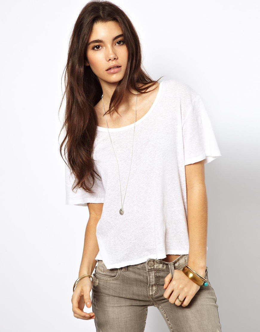 Free people Favourite T-Shirt in Linen in White | Lyst