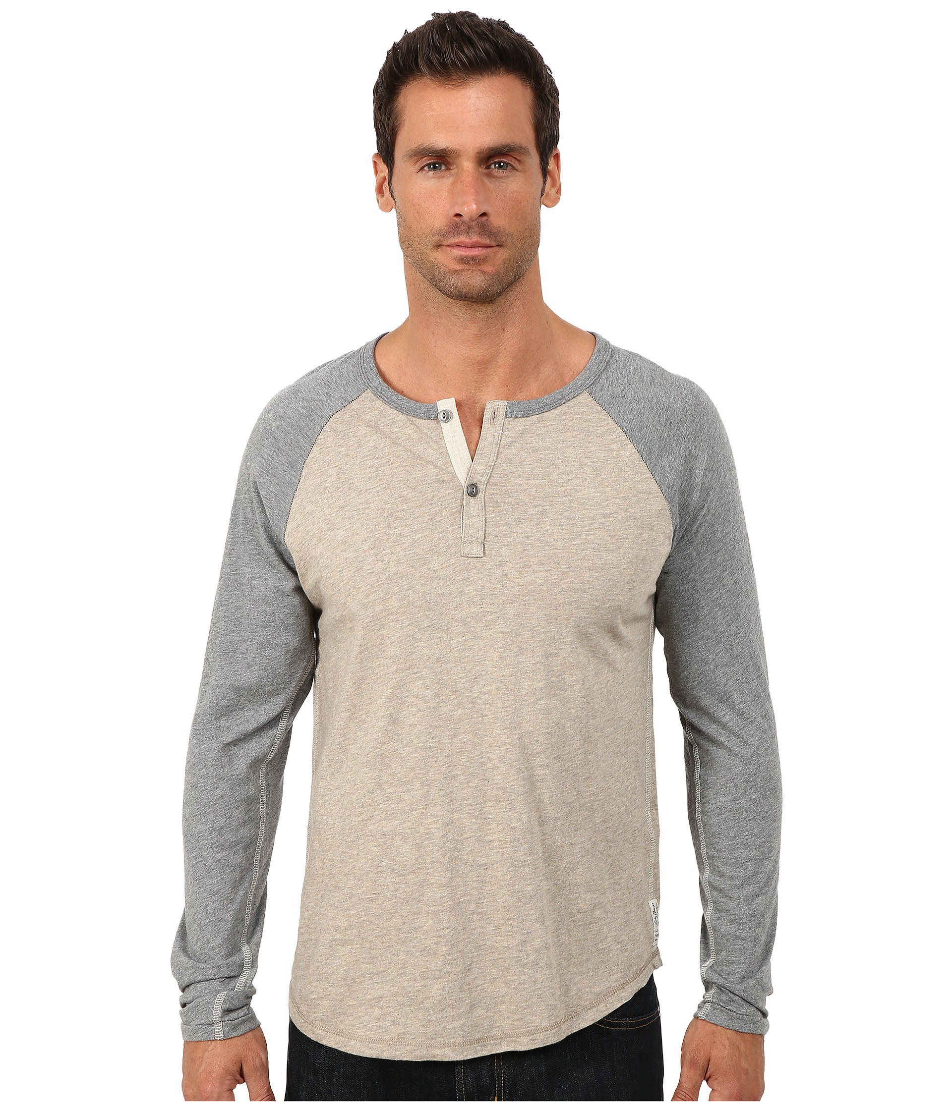 Download Lucky Brand Long Sleeve Raglan Henley in Beige for Men ...