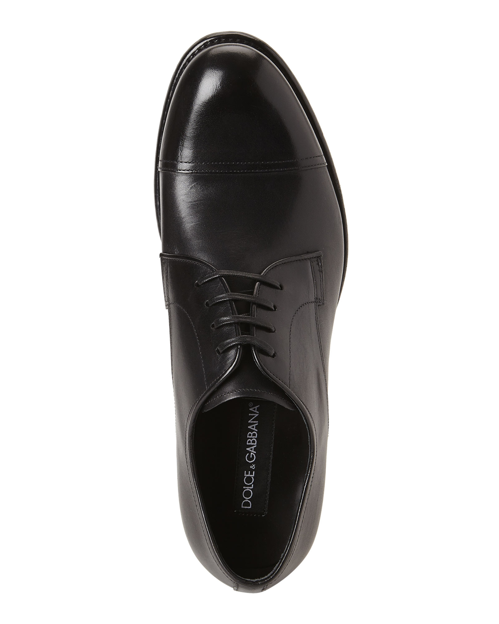 Lyst - Dolce & Gabbana Black Cap-Toe Derby Shoes in Black for Men