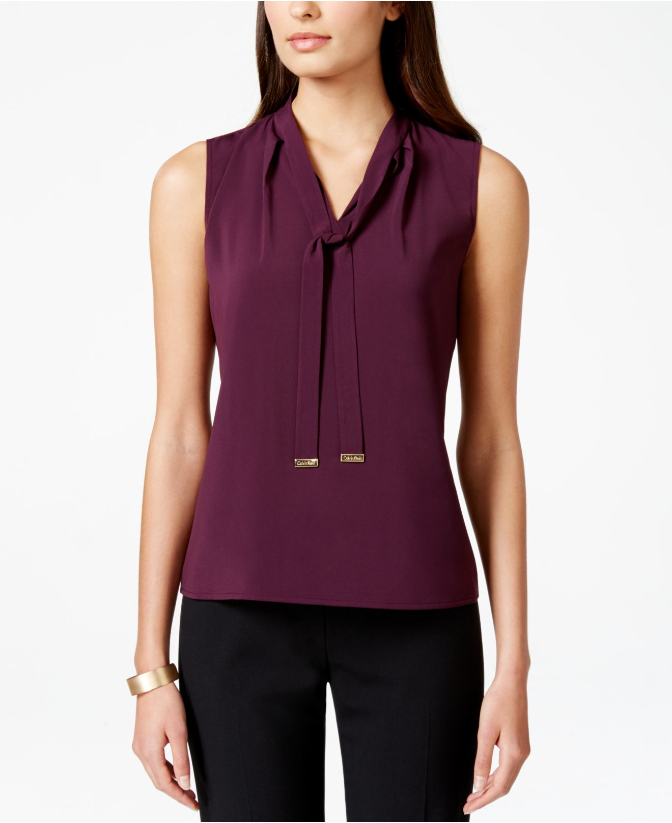 calvin klein tie front blouse