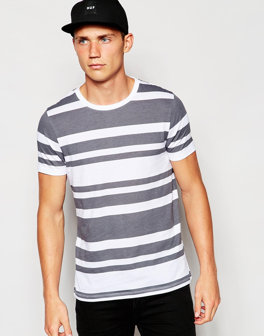 Asos Stripe T-shirt in White for Men (Whitegrey) | Lyst