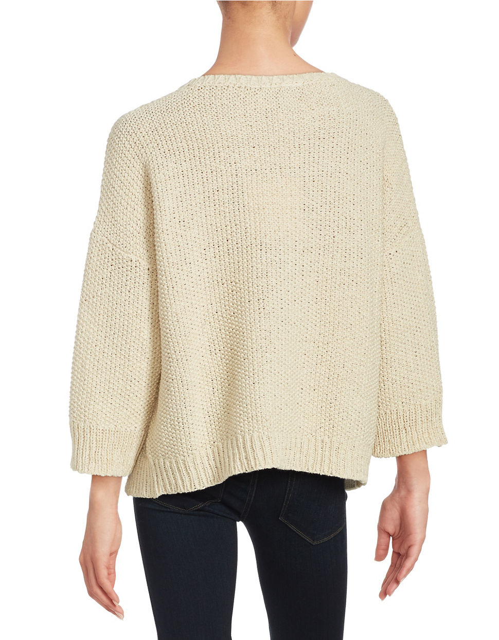 Eileen fisher Waffle Knit Loose-fit Sweater in Natural Lyst