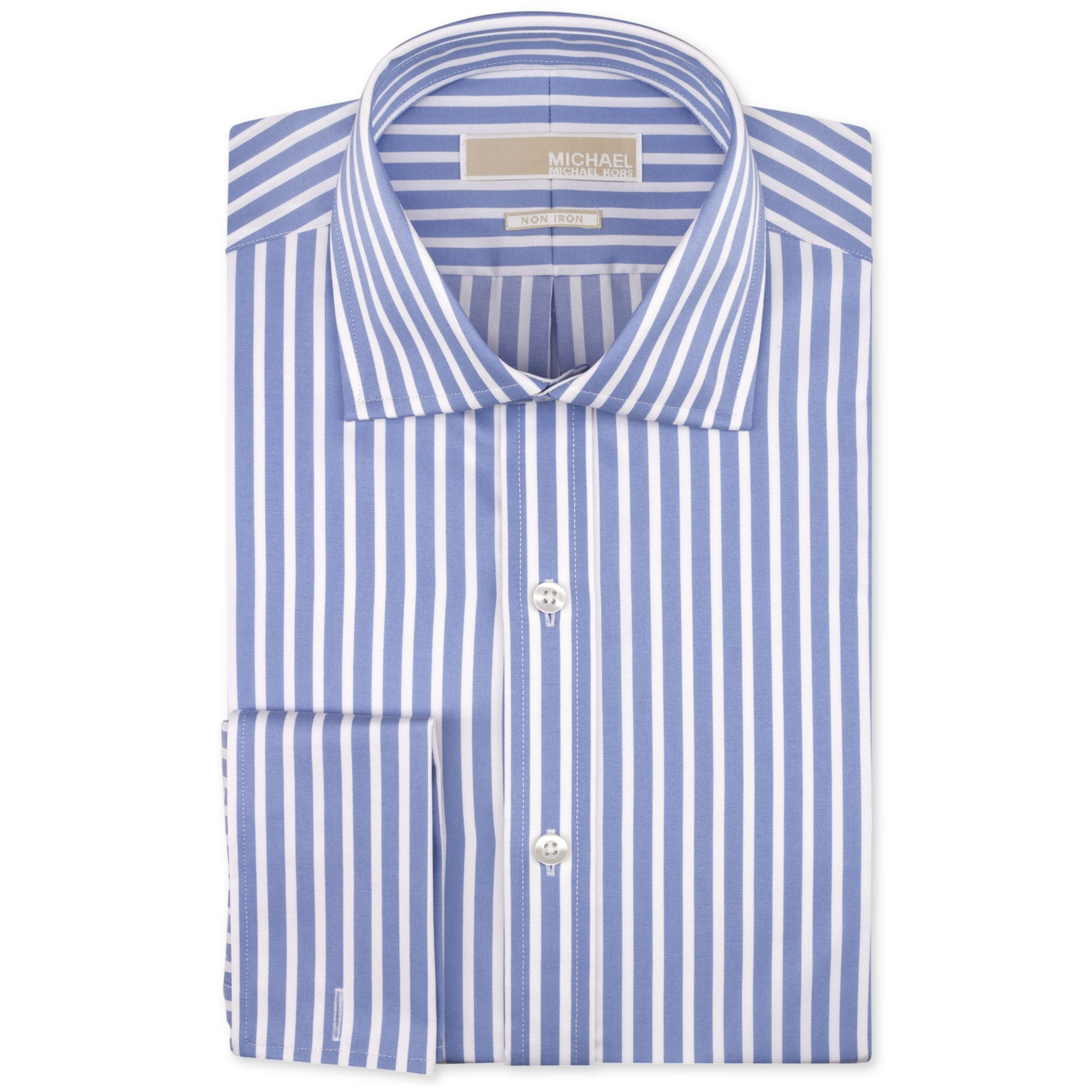 Michael Kors Michael Noniron Bold Stripe Dress Shirt With French Cuff ...