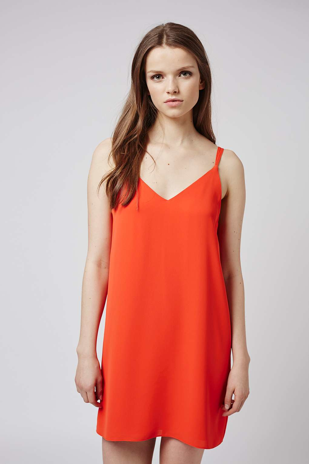 Lyst - Topshop Petite Cross Back Slip Dress in Orange