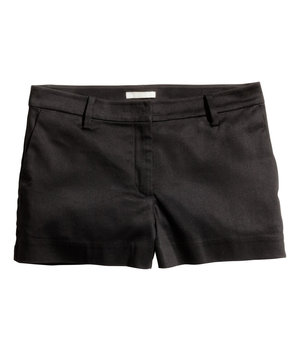 Hu0026m Shorts In Cotton Satin In Black | Lyst Hu0026m Shorts In Cotton Satin In Black | Lyst
