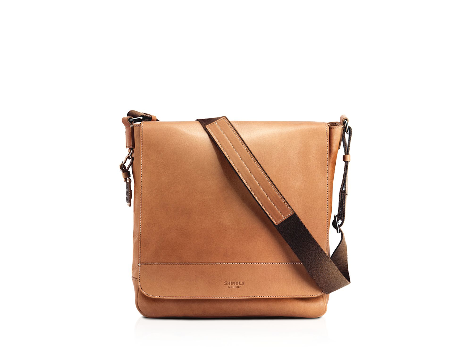 Shinola Essex Leather Messenger Bag in Brown (Natural) | Lyst