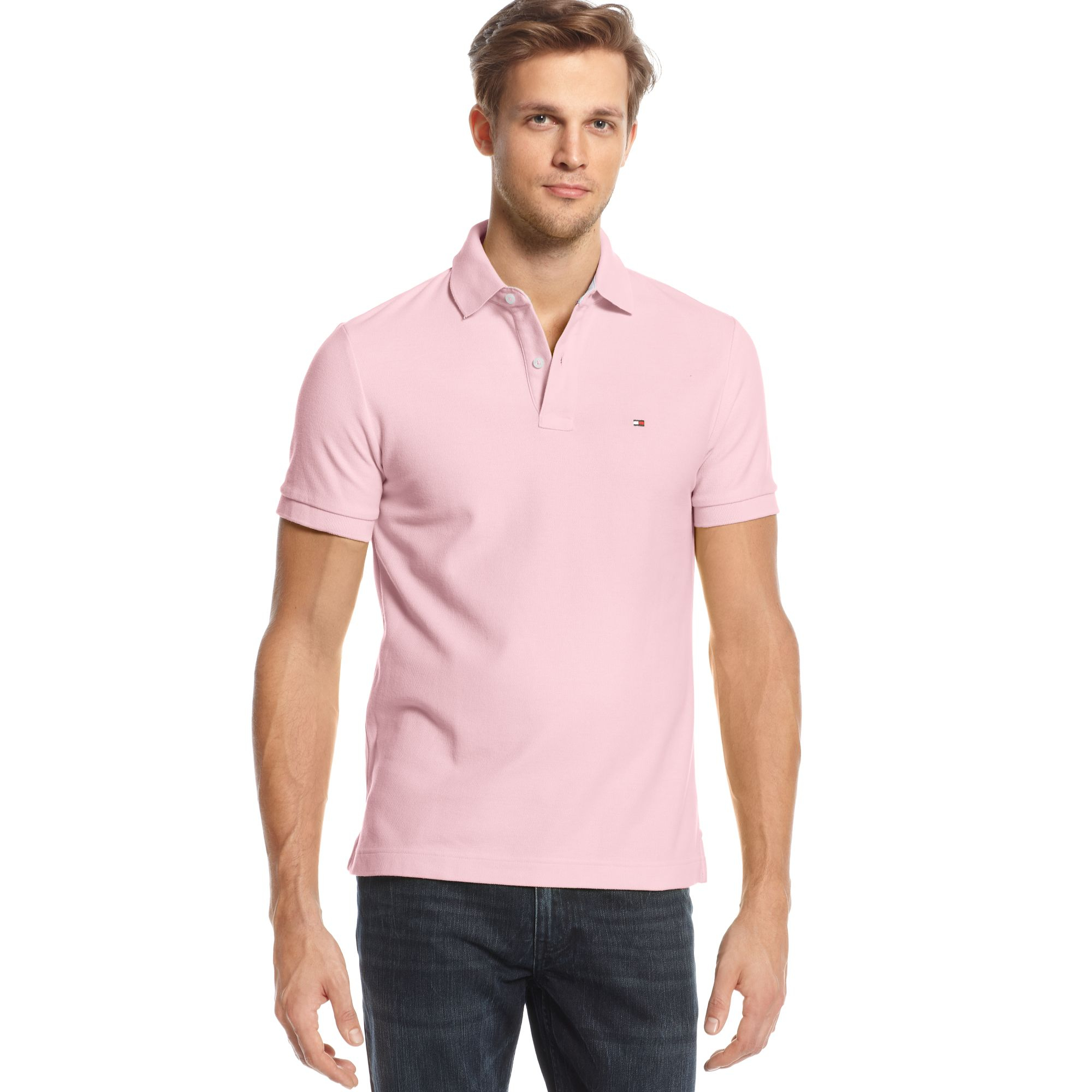 Tommy Hilfiger Slimfit Ivy Polo Shirt in Pink for Men (Pebble Pink) | Lyst