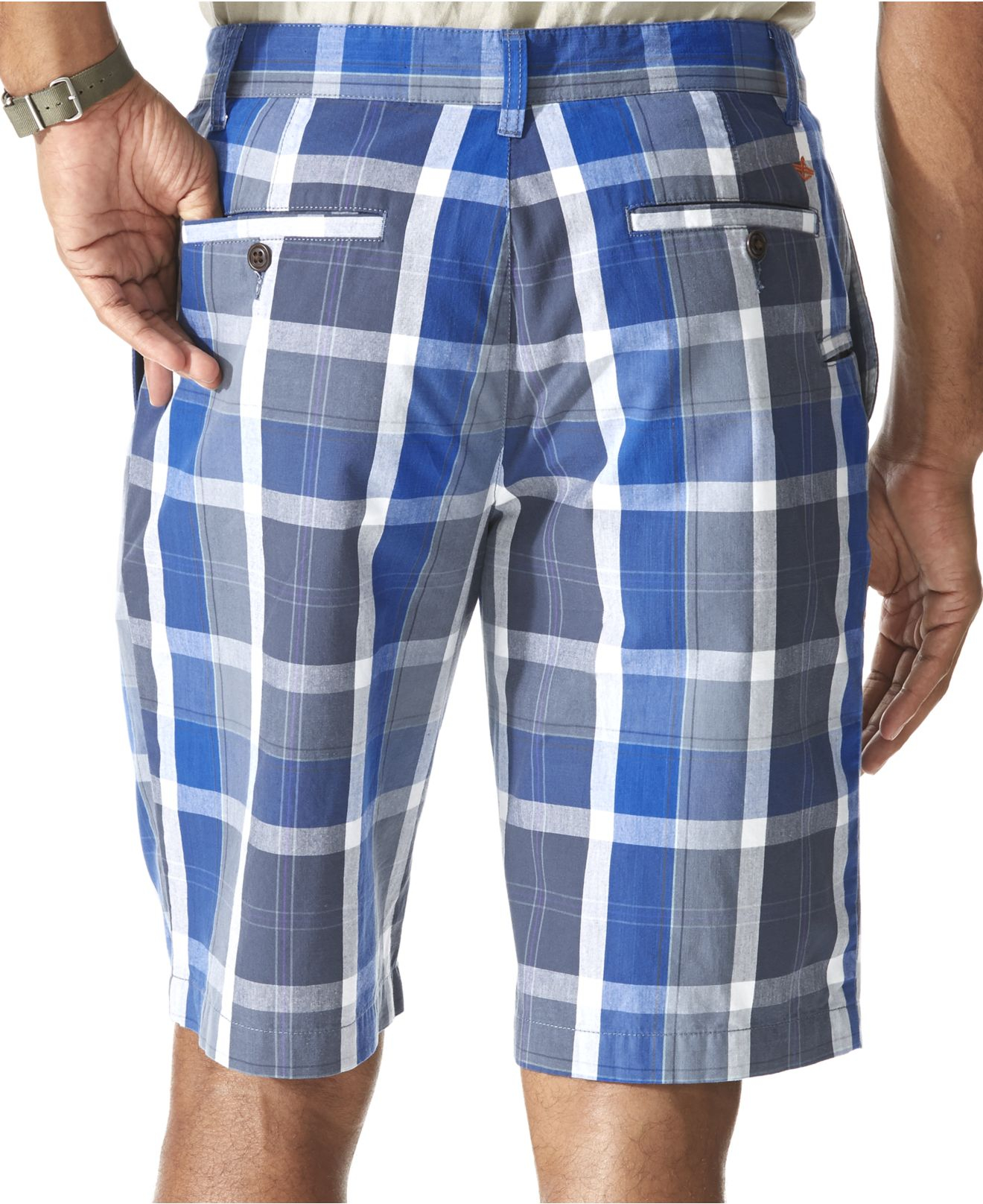 Lyst Dockers Flatfront Perfect Plaid Shorts in Blue for Men