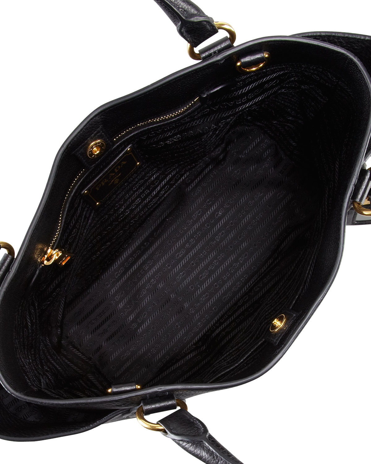Prada Daino Side Pocket Tote Bag in Black | Lyst