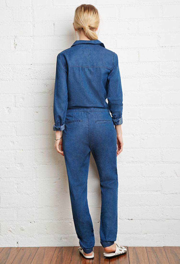 denim utility jumpsuit