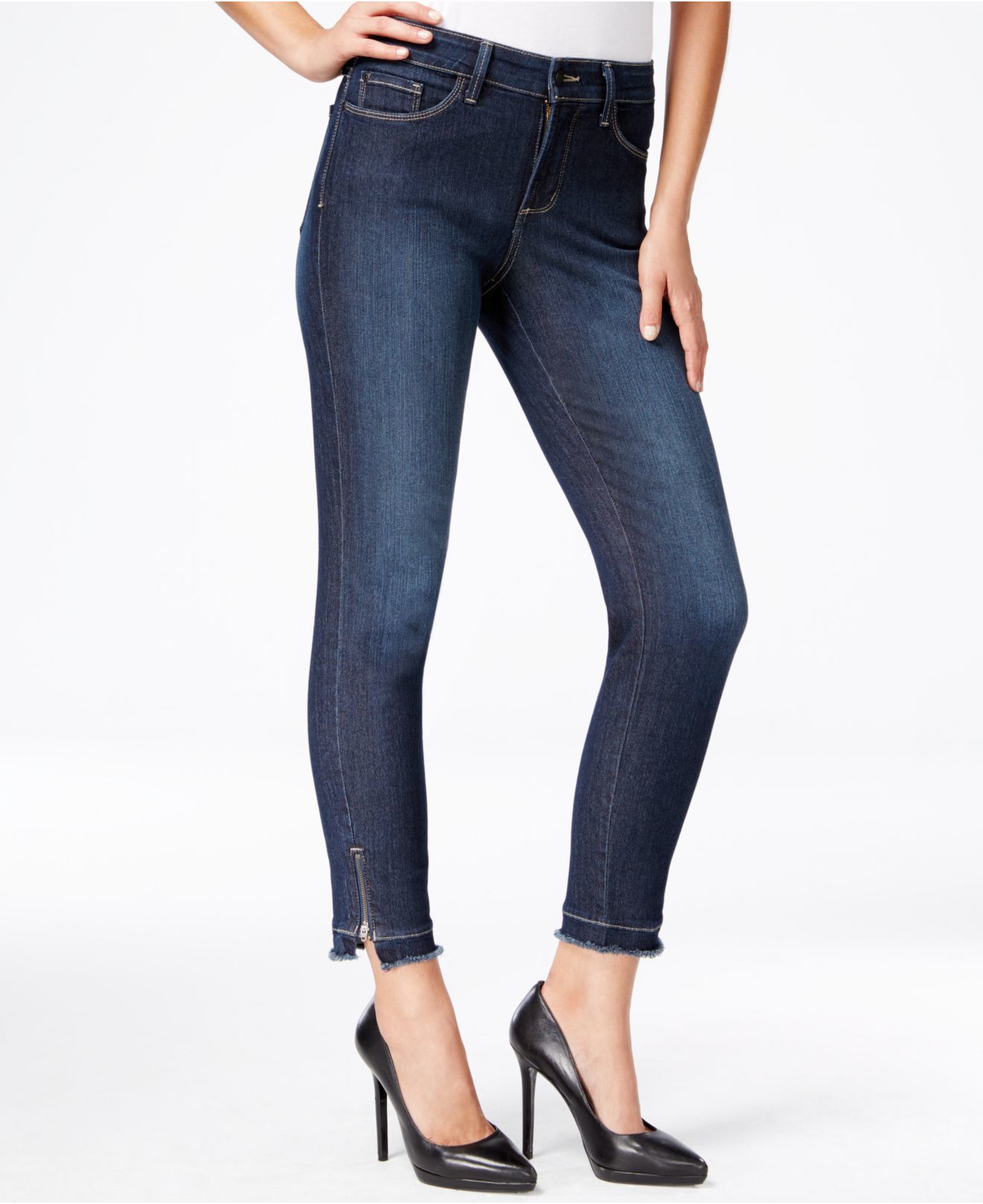 Lyst - Nydj Petite Ankle-zip Skinny Jeans in Blue