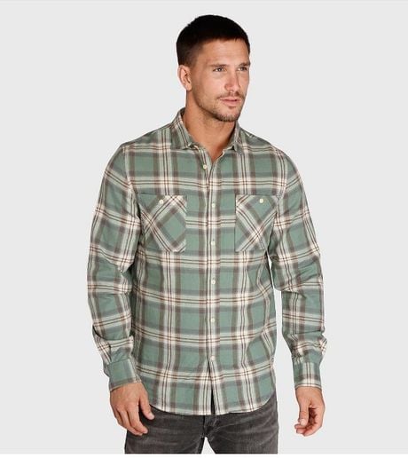 Threads 4 Thought Slim Fit Flannel Shirt in Green for Men | Lyst