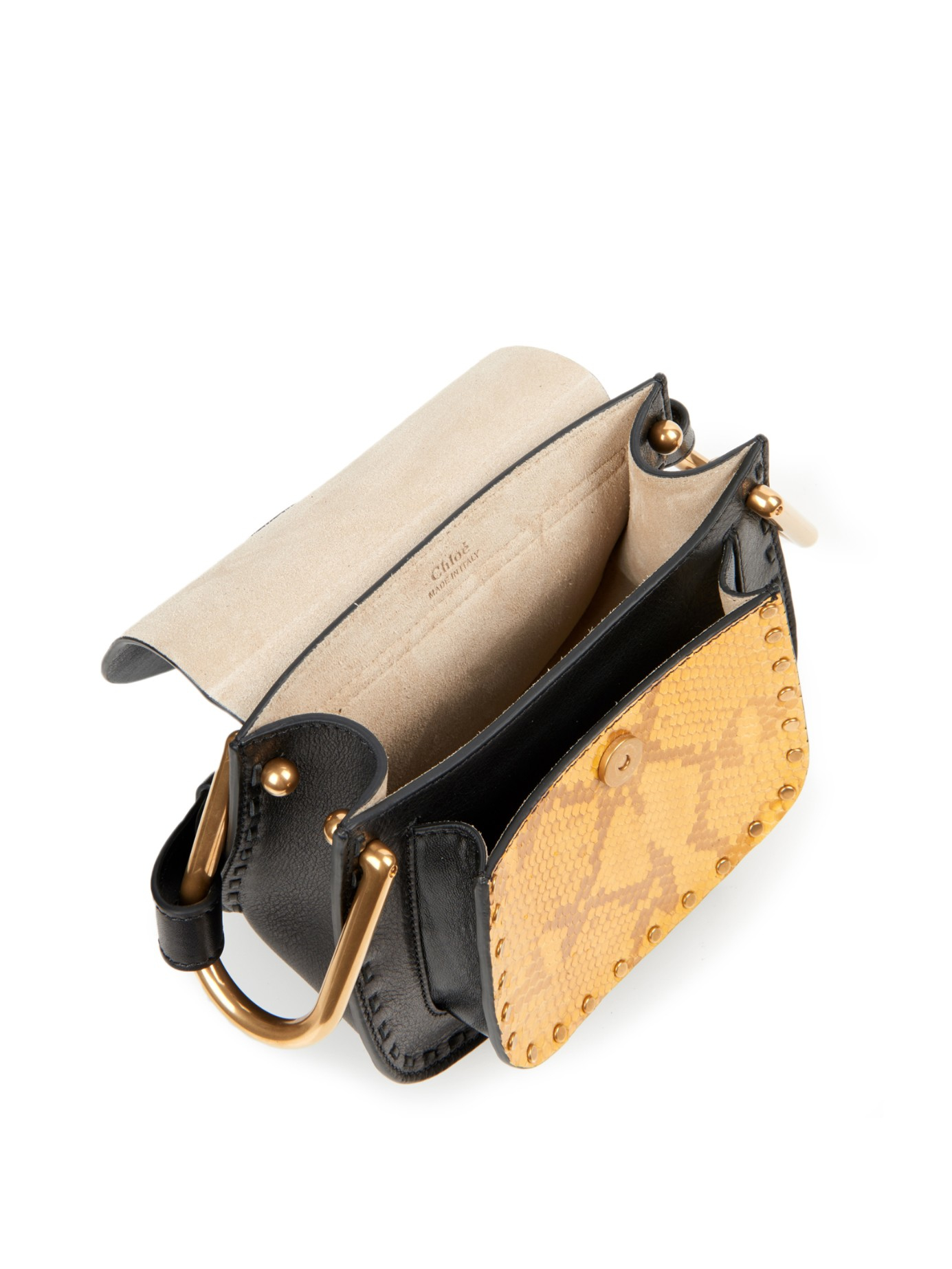 the best purse - Chlo Hudson Mini Cross-Body Bag in Beige (BLACK YELLOW) | Lyst