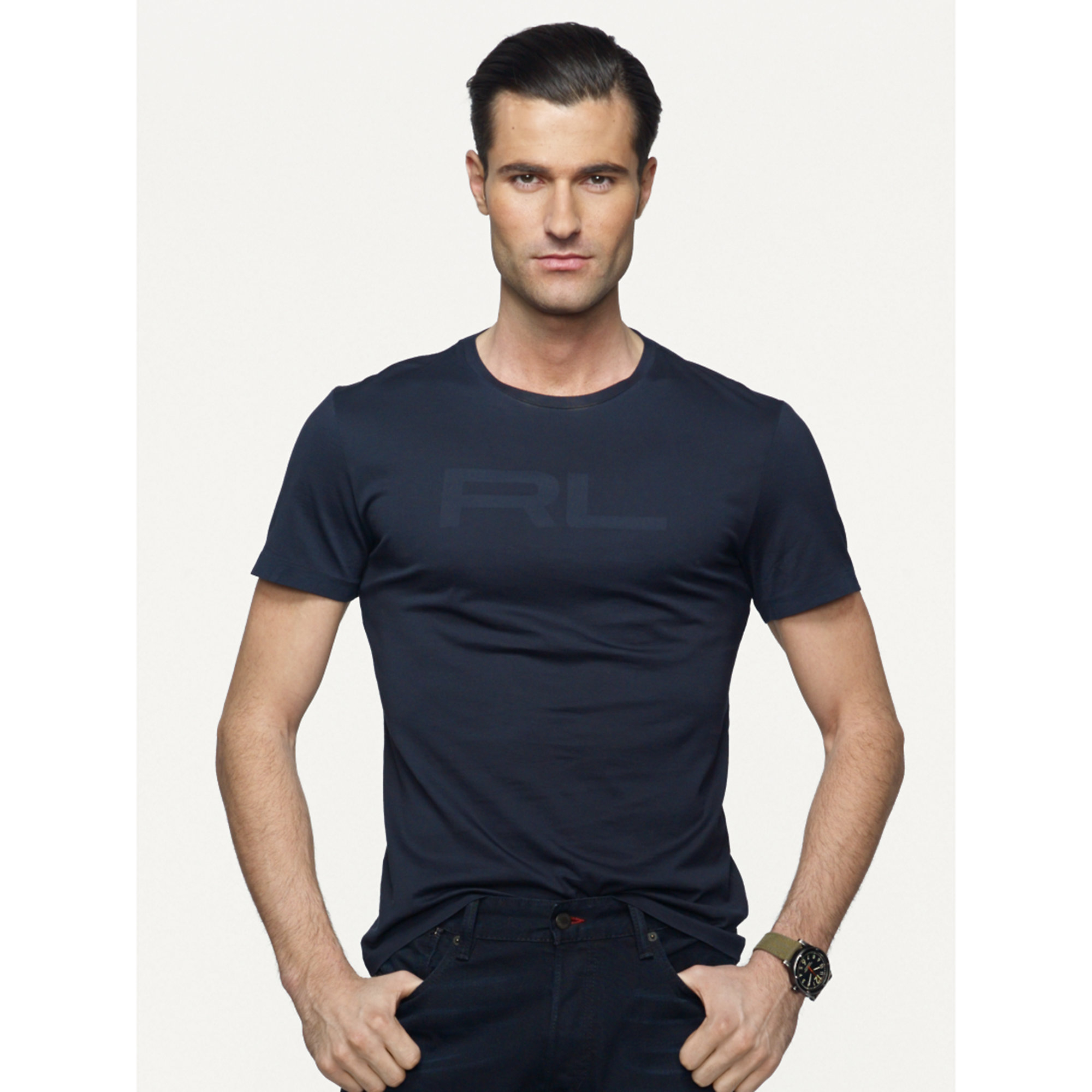 Lyst - Ralph lauren black label Logo Pima Cotton T-Shirt in Blue for Men