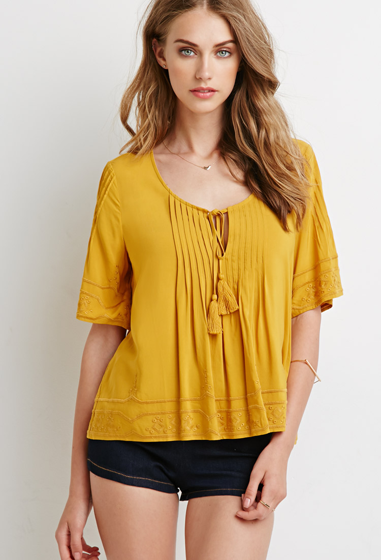 Mustard yellow blouses for misses dress