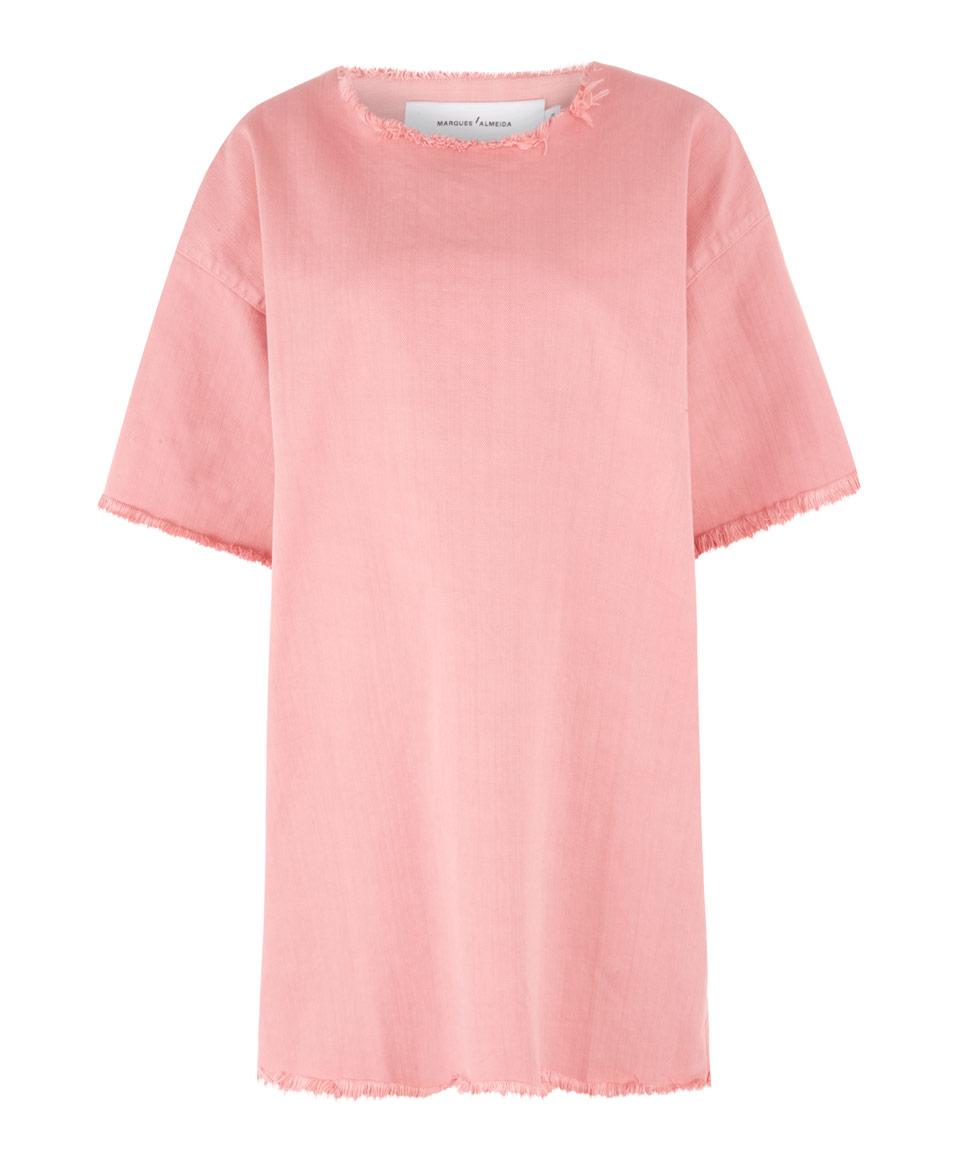 Lyst Marques Almeida Pink Fray Denim T Shirt Dress In Pink lyst marques almeida pink fray denim t shirt dress in pink