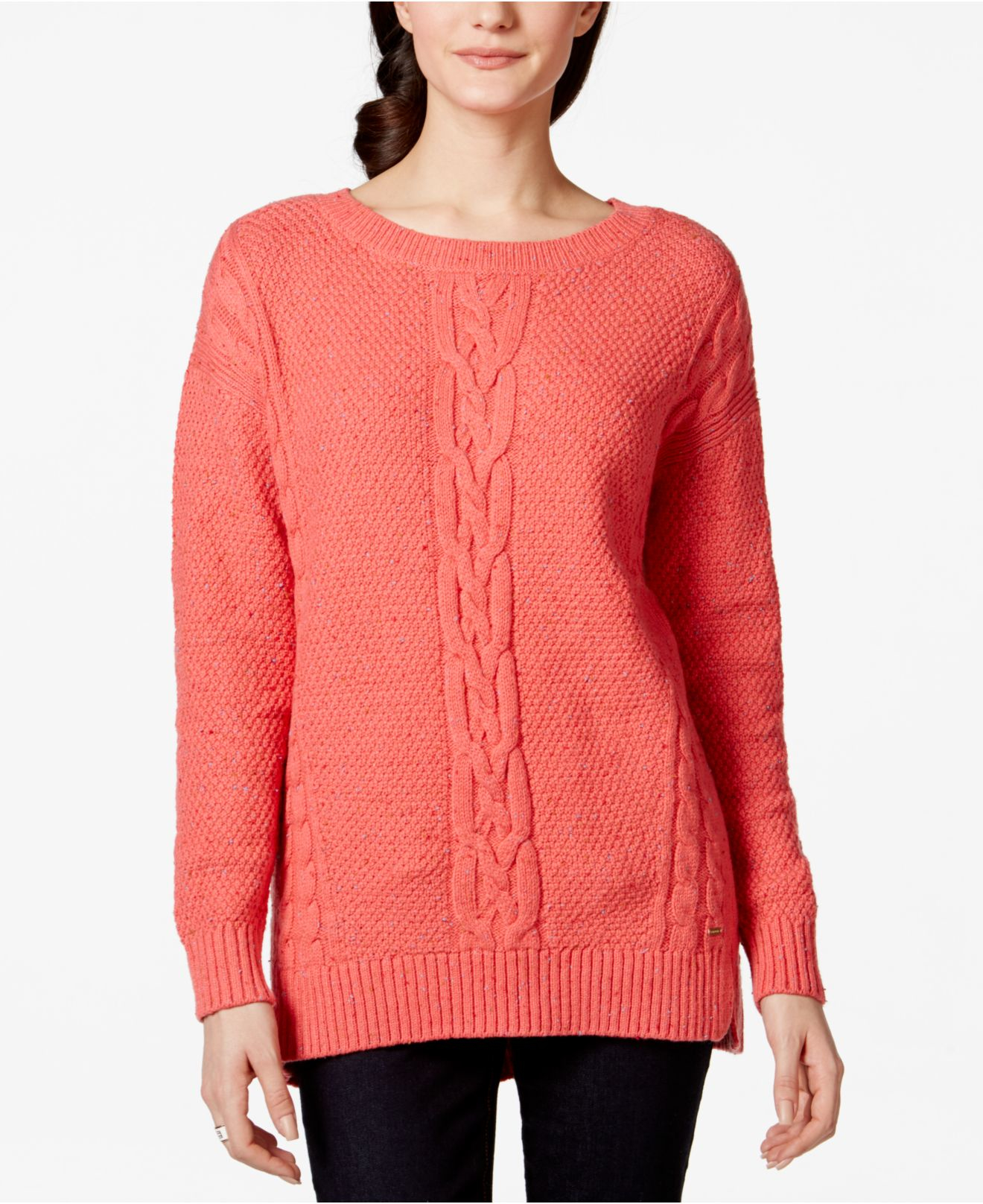 Lyst - Tommy Hilfiger Mara Long-sleeve Cable-knit Sweater in Pink